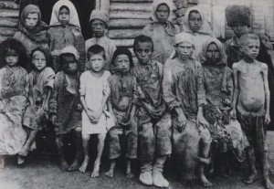 Starving Russian children in the Volga region circa 1921 to 1922