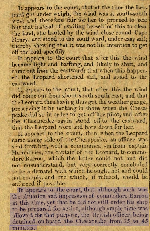 Court of Enquiry Into Leopard-Chesapeake Affair - Part 2