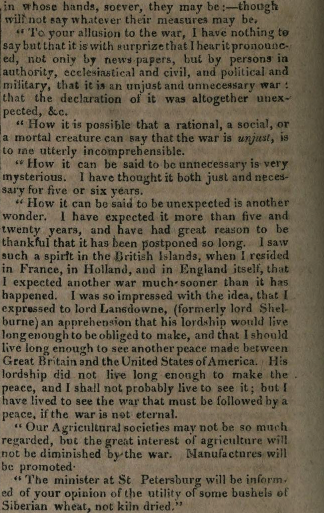 John Adams on the justice of the War of 1812 - part 2