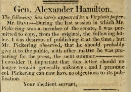 Hamilton's Views on The Presidency and Government