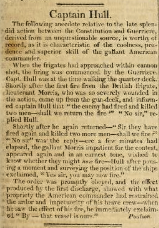 A Brief Account of Isaac Hull's Single Ship Action with HMS Guerriere