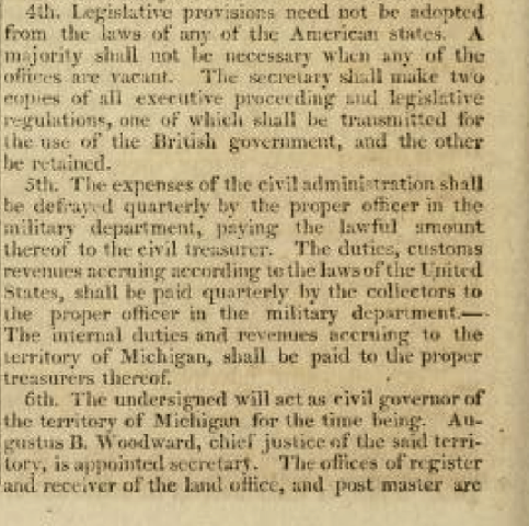 Regulations for the inhabitants of Michigan
